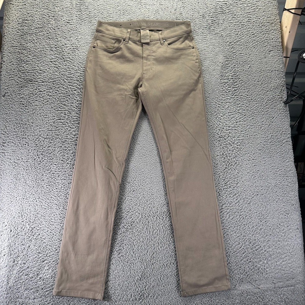 Urban Star Bedford Pant Men 34x34 Beige Rayon Chino Straight Slim Preppy Stretch